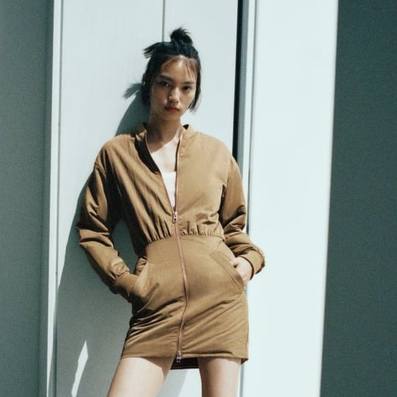 ZARA MINI BOMBER DRESS - Picture 1 of 11